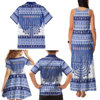 Hanukkah Christmas Family Matching Tank Maxi Dress and Hawaiian Shirt Love And Lights - Wonder Print Shop