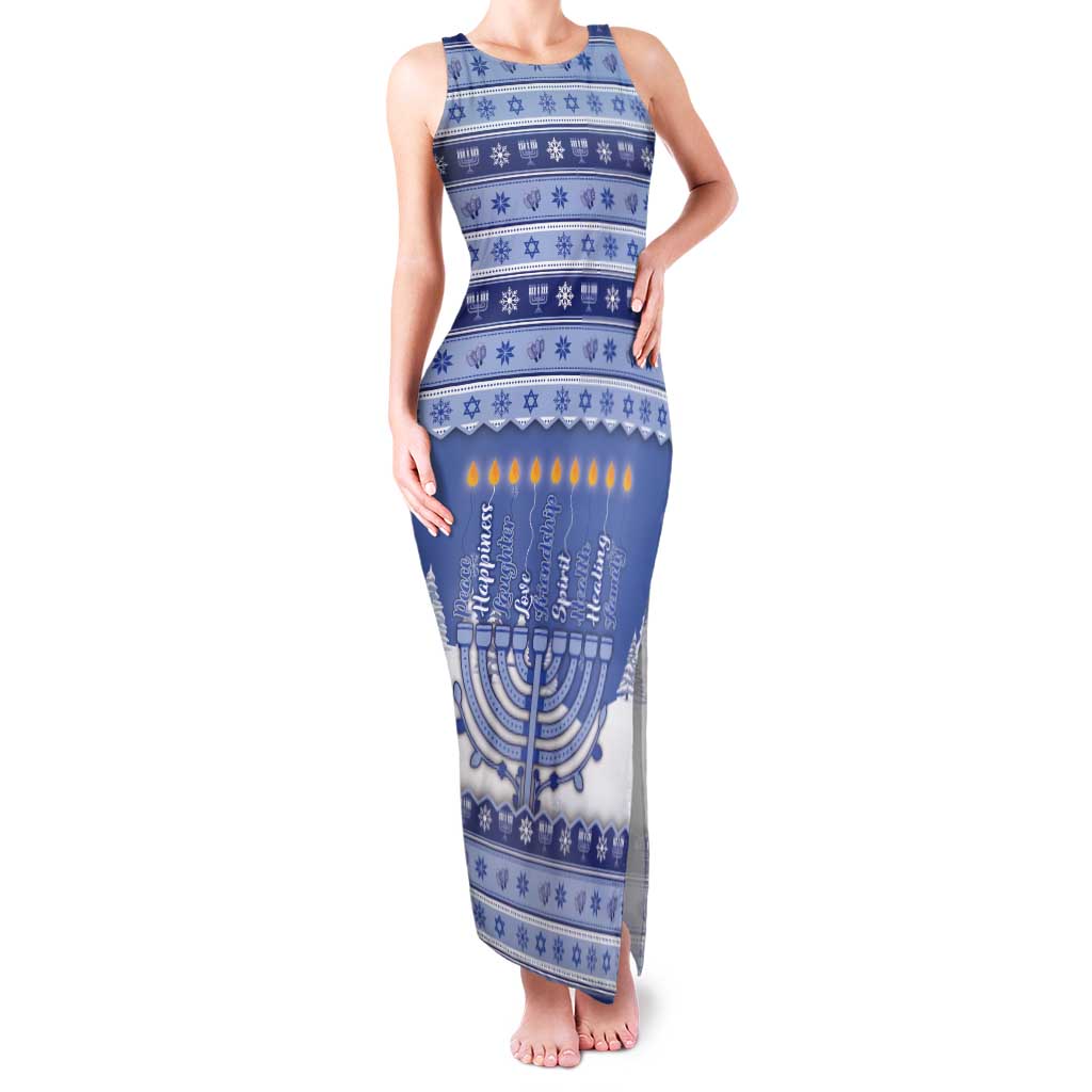 Hanukkah Christmas Family Matching Tank Maxi Dress and Hawaiian Shirt Love And Lights - Wonder Print Shop