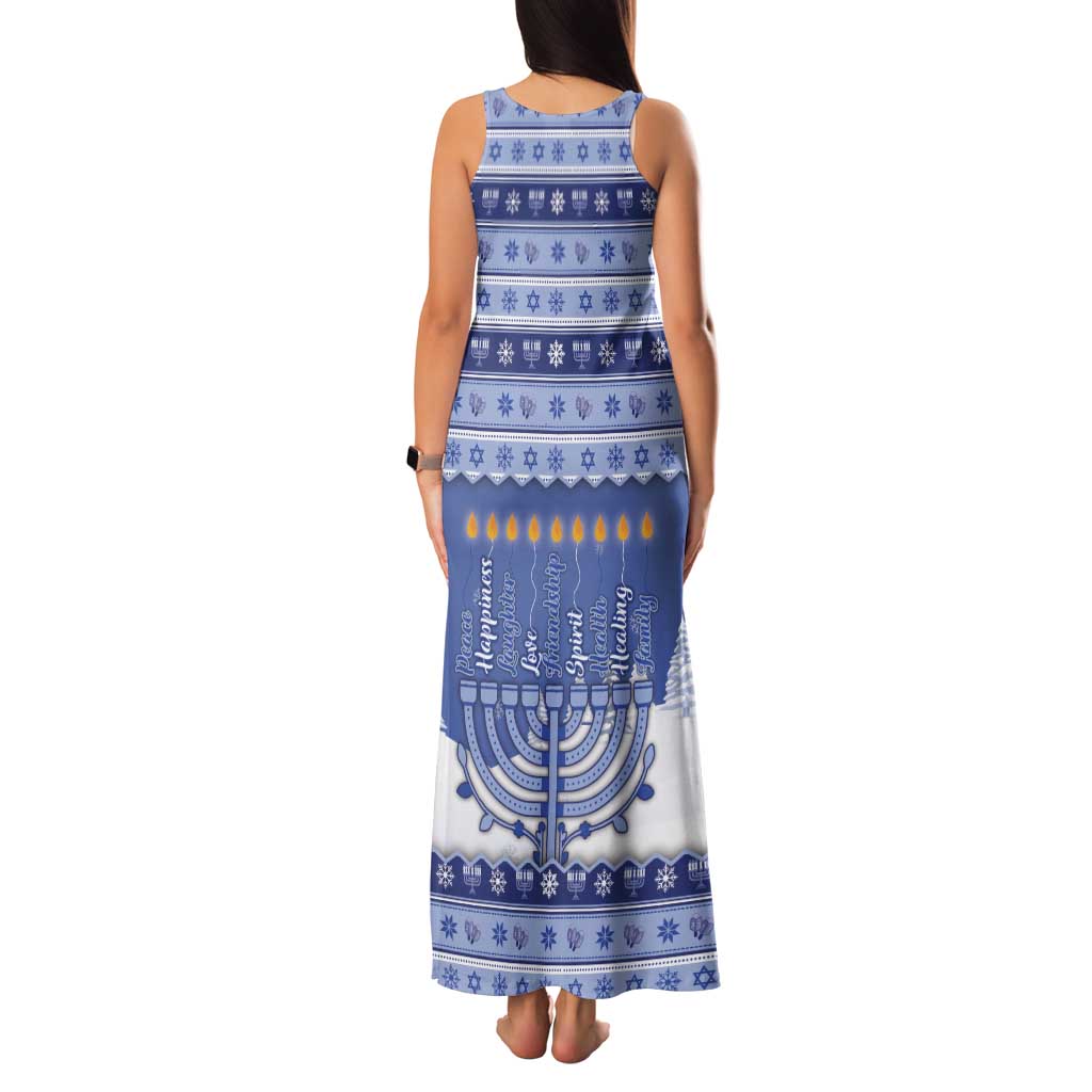 Hanukkah Christmas Family Matching Tank Maxi Dress and Hawaiian Shirt Love And Lights - Wonder Print Shop