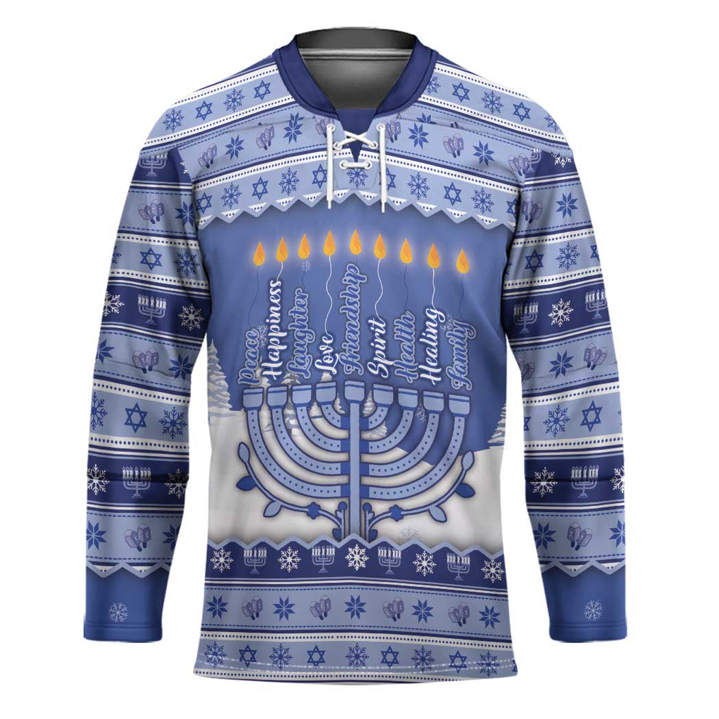 Hanukkah Christmas Hockey Jersey Love And Lights - Wonder Print Shop