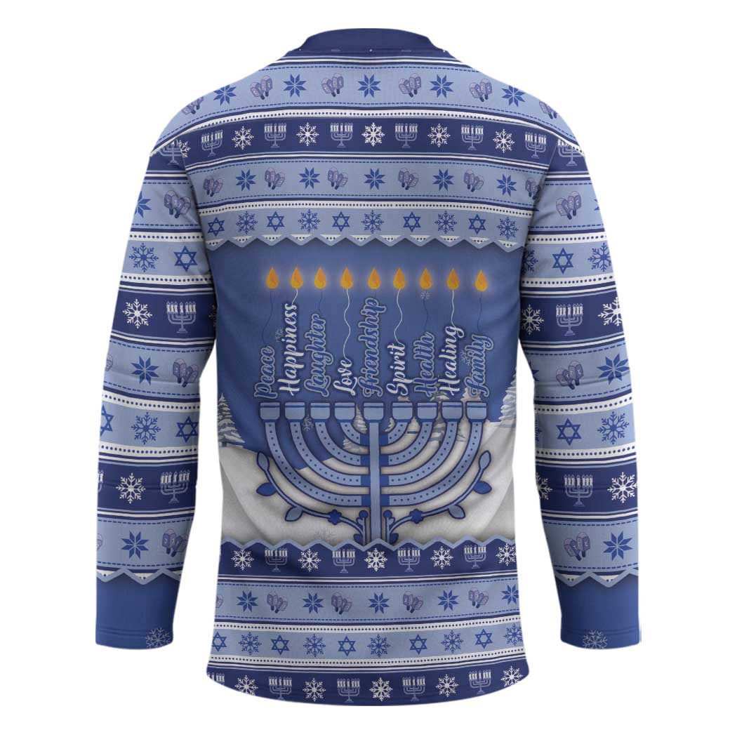 Hanukkah Christmas Hockey Jersey Love And Lights - Wonder Print Shop
