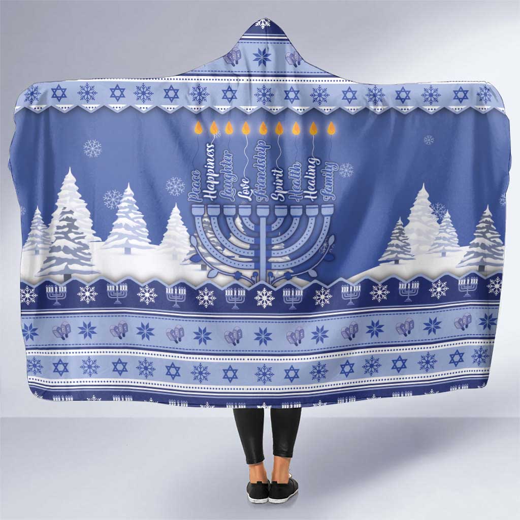 Hanukkah Christmas Hooded Blanket Love And Lights - Wonder Print Shop