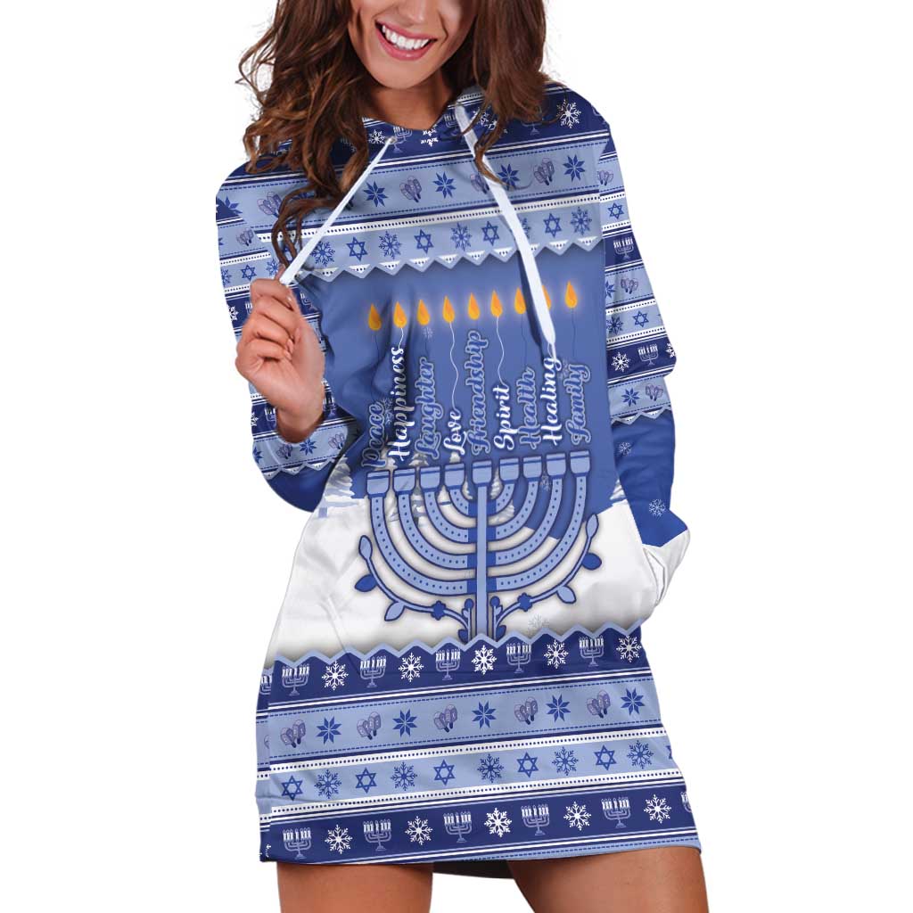 Hanukkah Christmas Hoodie Dress Love And Lights - Wonder Print Shop