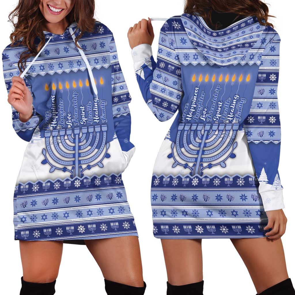 Hanukkah Christmas Hoodie Dress Love And Lights - Wonder Print Shop