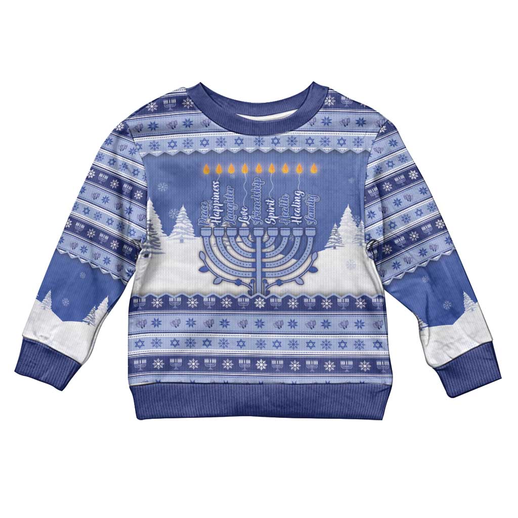 Hanukkah Christmas Kid Ugly Christmas Sweater Love And Lights - Wonder Print Shop