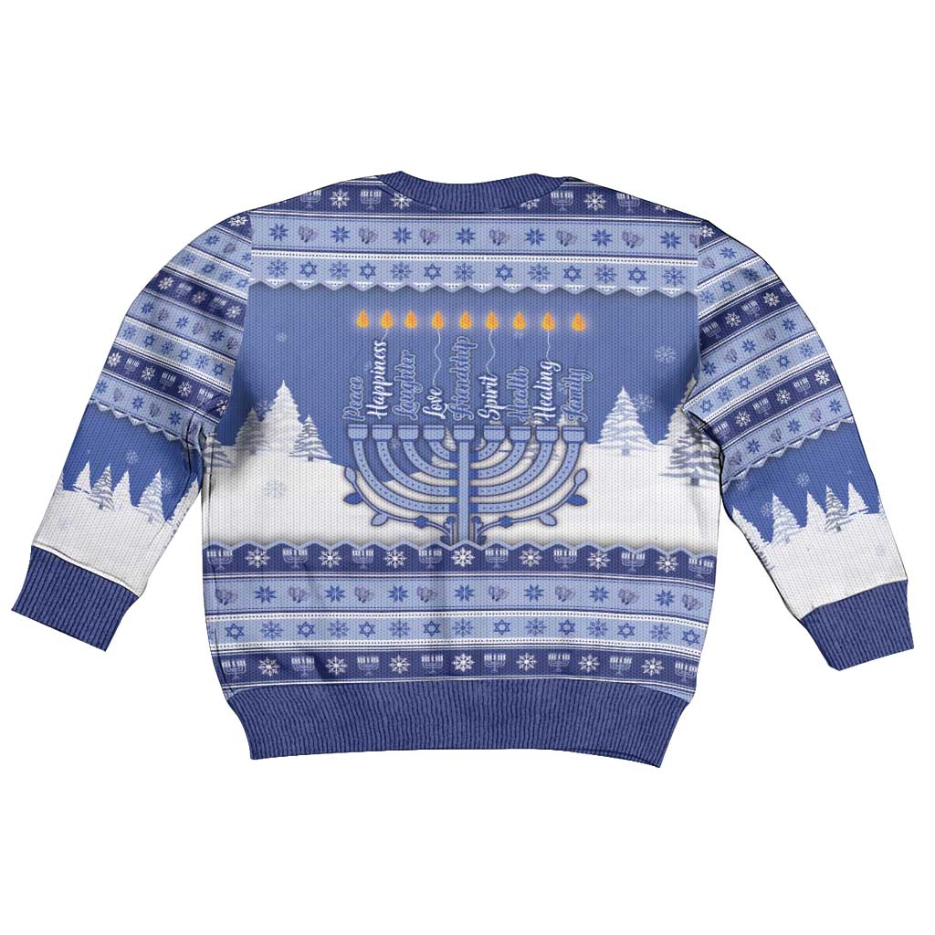 Hanukkah Christmas Kid Ugly Christmas Sweater Love And Lights - Wonder Print Shop