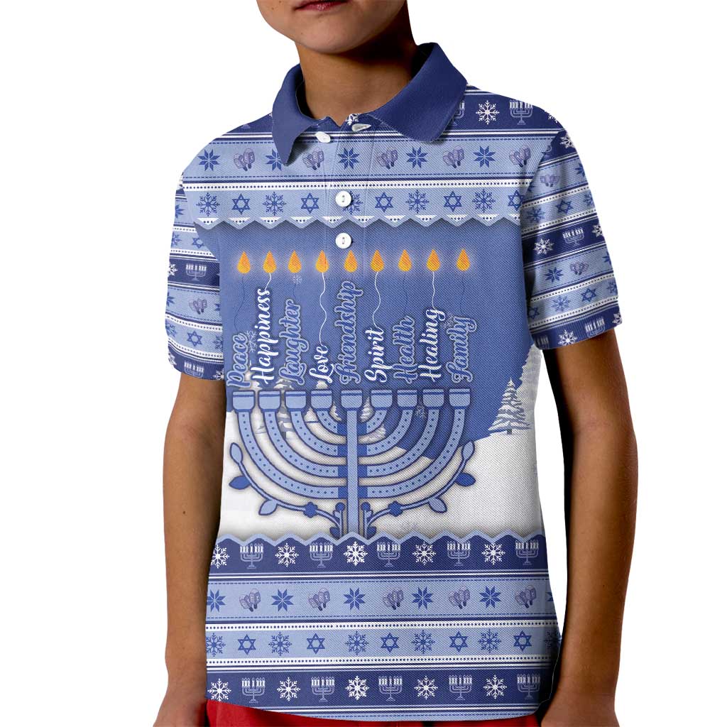 Hanukkah Christmas Kid Polo Shirt Love And Lights - Wonder Print Shop