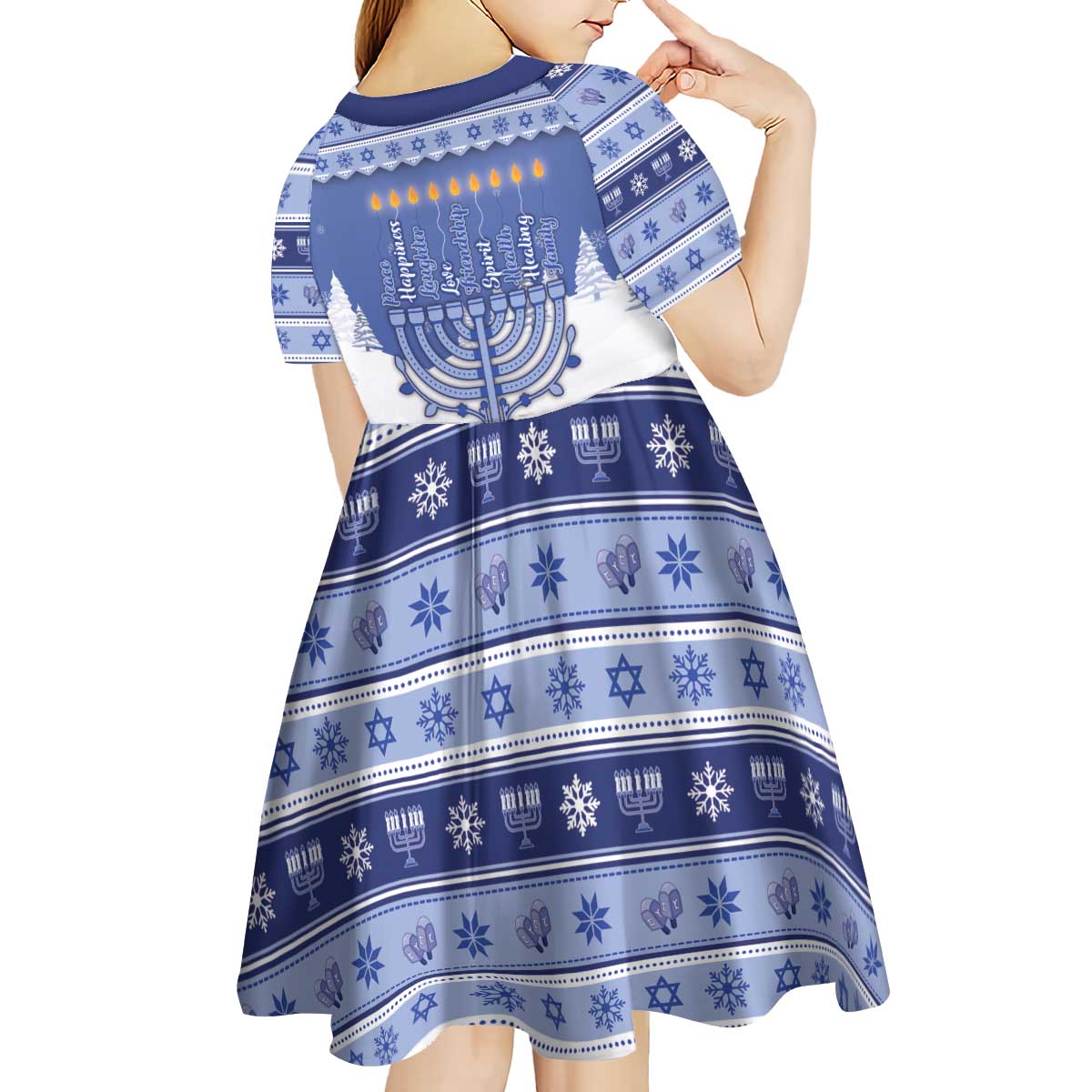 Hanukkah Christmas Kid Short Sleeve Dress Love And Lights - Wonder Print Shop