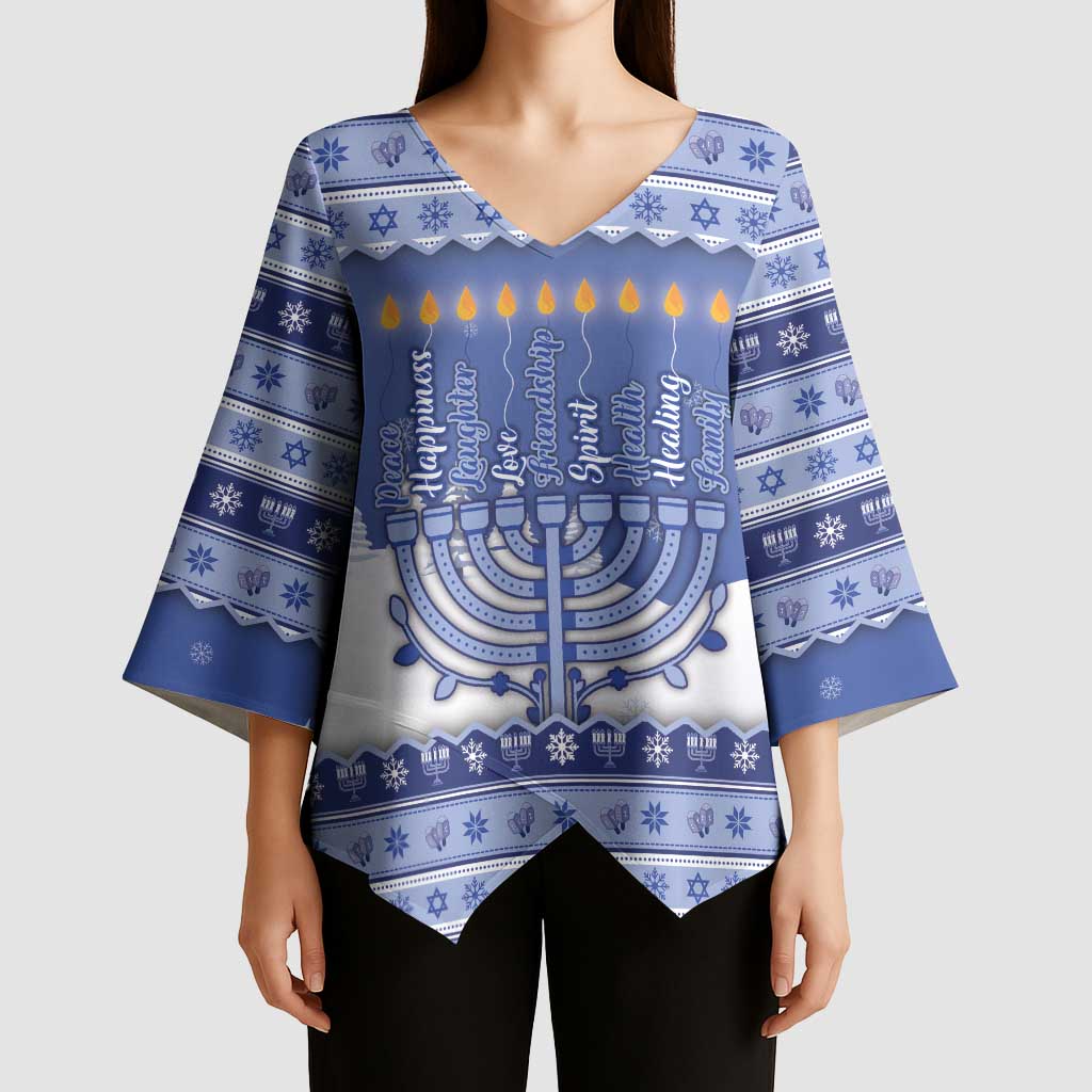 Hanukkah Christmas Kimono Sleeve Blouse Love And Lights - Wonder Print Shop