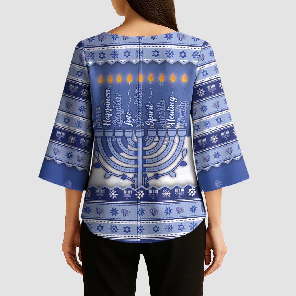 Hanukkah Christmas Kimono Sleeve Blouse Love And Lights - Wonder Print Shop