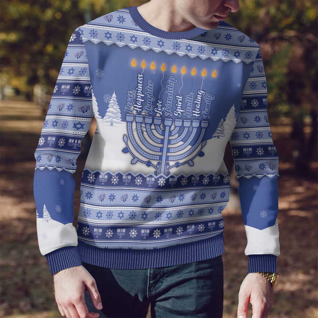 Hanukkah Christmas Ugly Christmas Sweater Love And Lights - Wonder Print Shop
