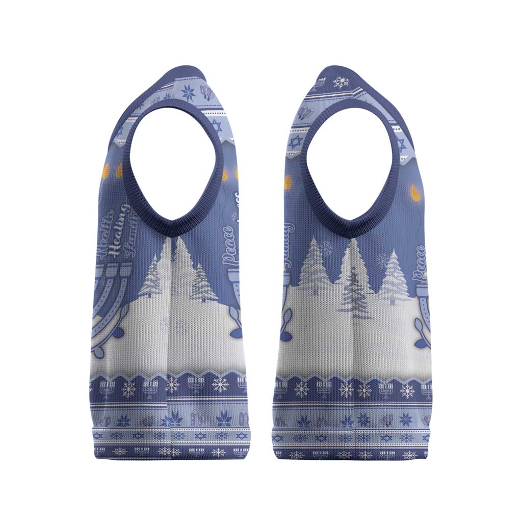 Hanukkah Christmas Knitted V-Neck Vest Love And Lights - Wonder Print Shop