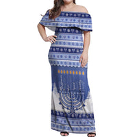 Hanukkah Christmas Off Shoulder Maxi Dress Love And Lights - Wonder Print Shop