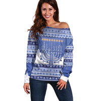 Hanukkah Christmas Off Shoulder Sweater Love And Lights - Wonder Print Shop