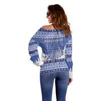 Hanukkah Christmas Off Shoulder Sweater Love And Lights - Wonder Print Shop