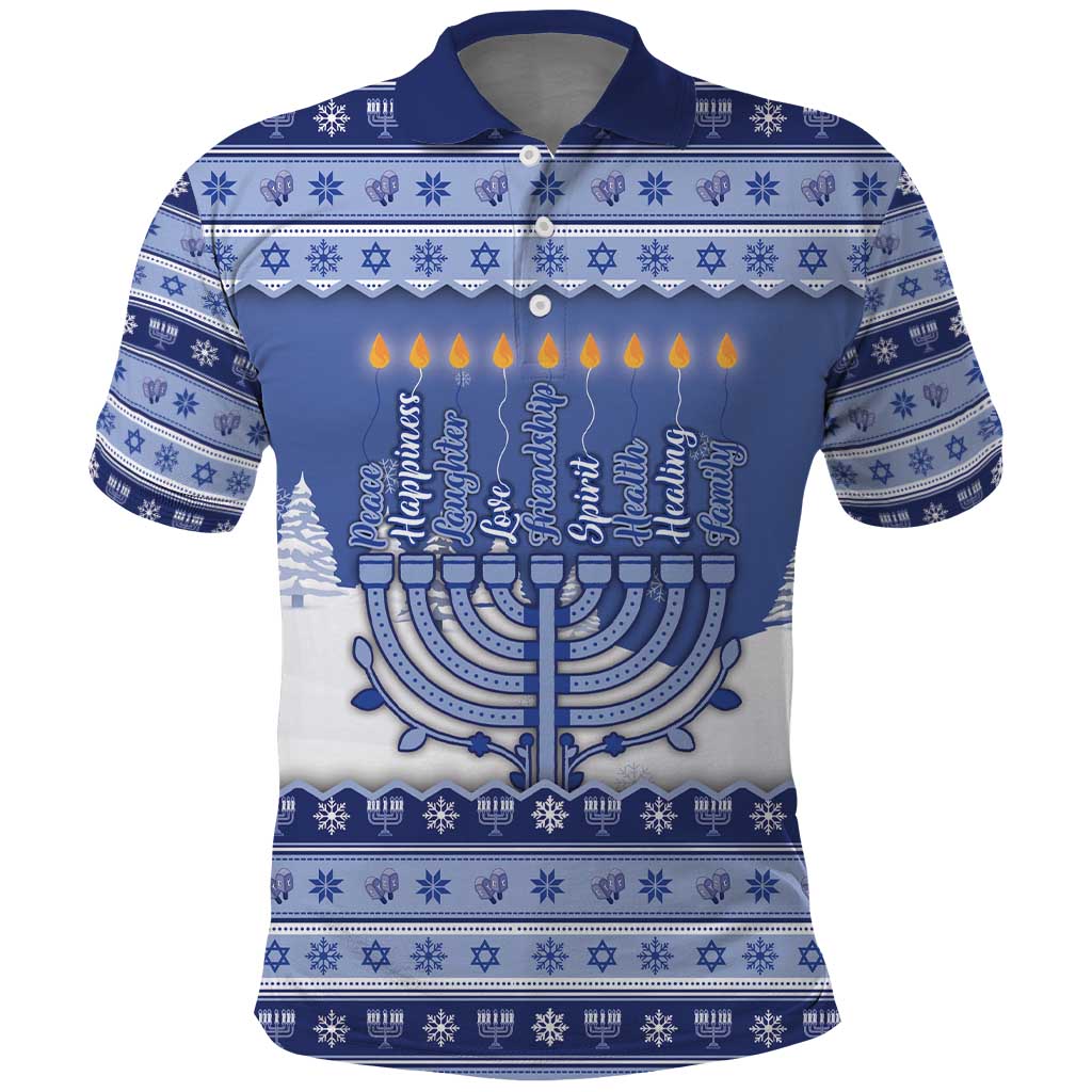 Hanukkah Christmas Polo Shirt Love And Lights - Wonder Print Shop