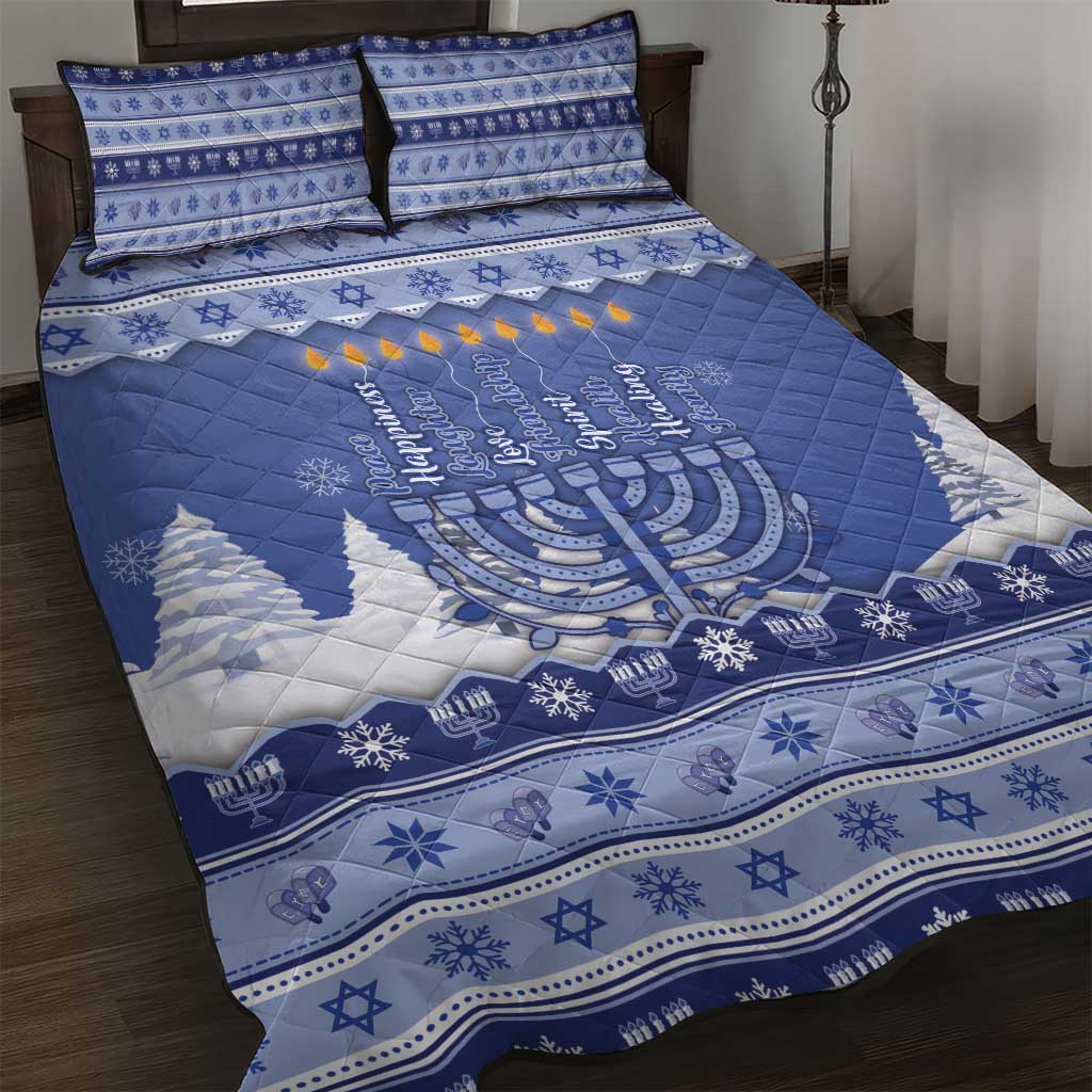 Hanukkah Christmas Quilt Bed Set Love And Lights - Wonder Print Shop