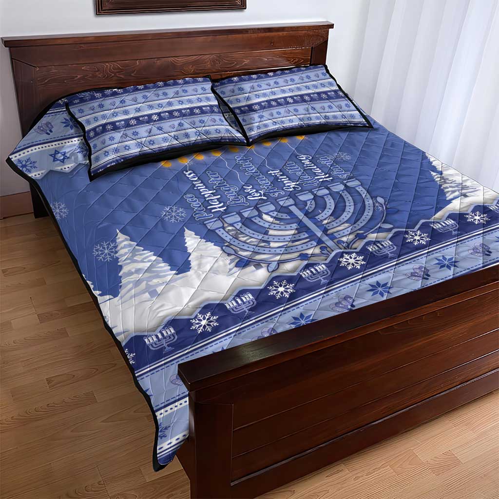 Hanukkah Christmas Quilt Bed Set Love And Lights - Wonder Print Shop