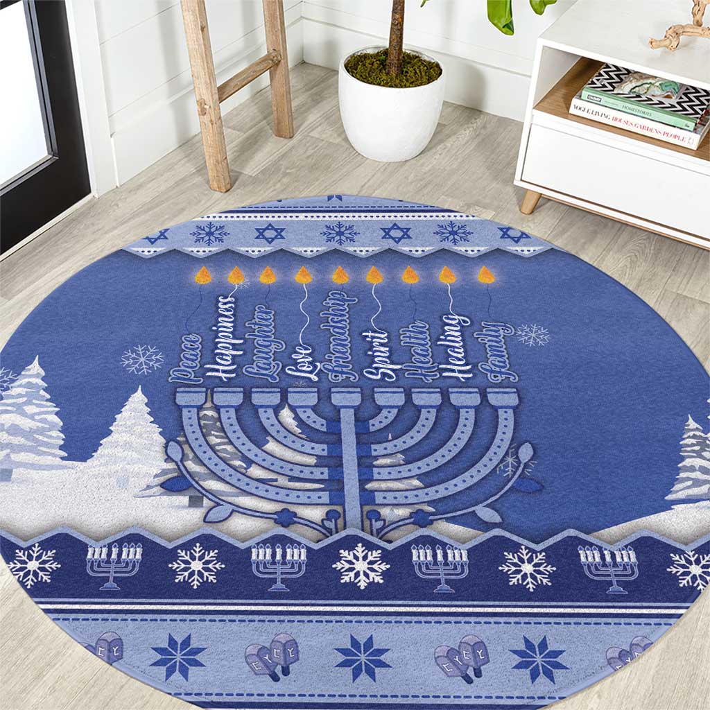 Hanukkah Christmas Round Carpet Love And Lights - Wonder Print Shop