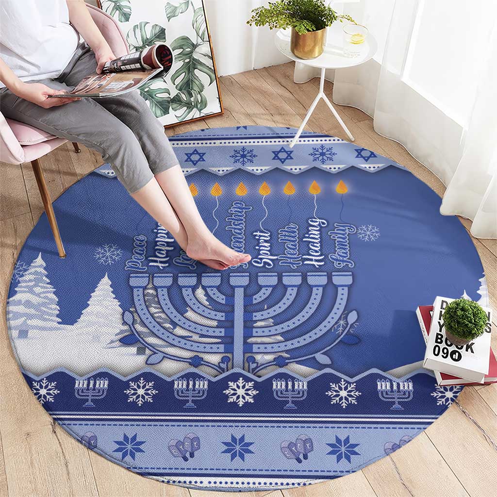 Hanukkah Christmas Round Carpet Love And Lights - Wonder Print Shop