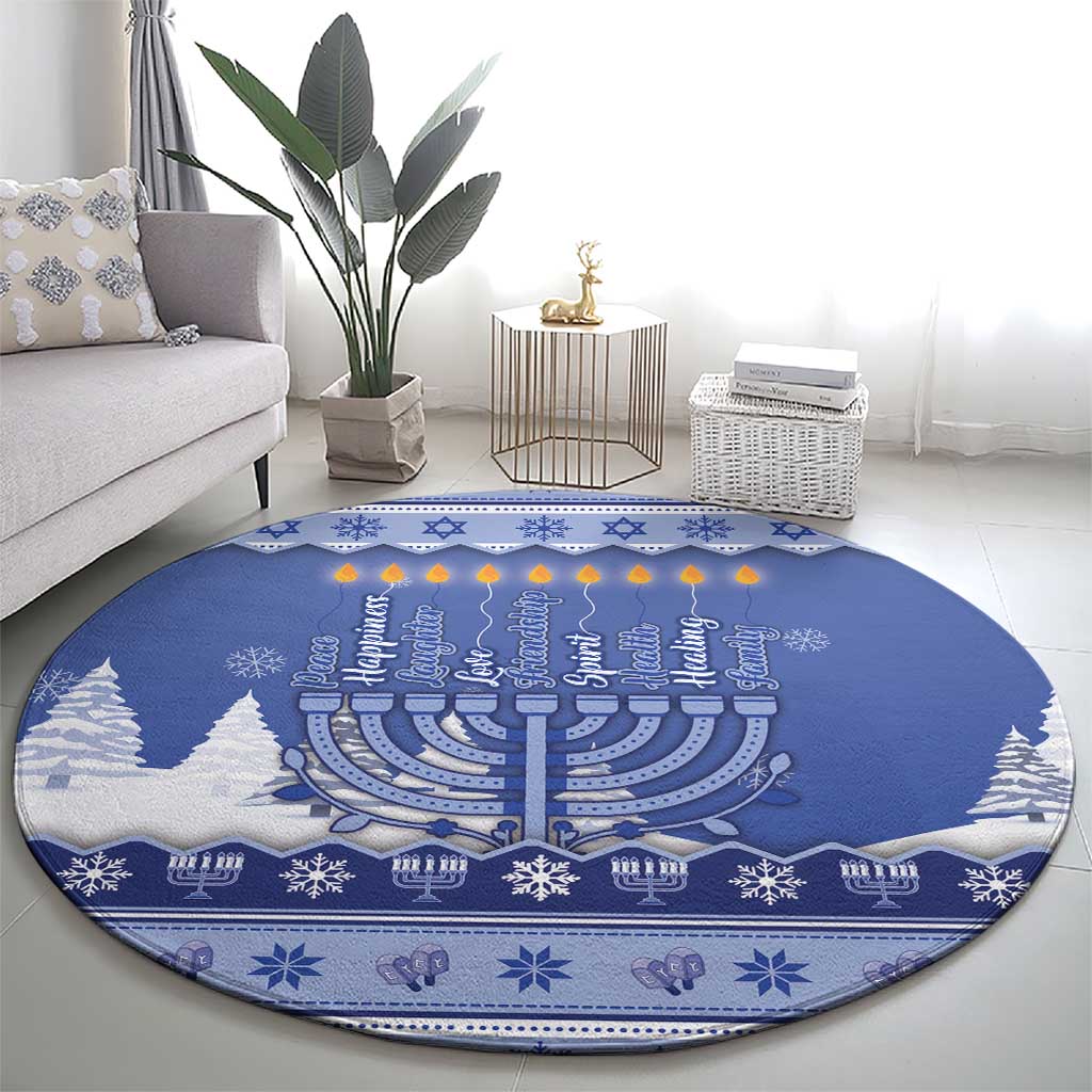 Hanukkah Christmas Round Carpet Love And Lights - Wonder Print Shop