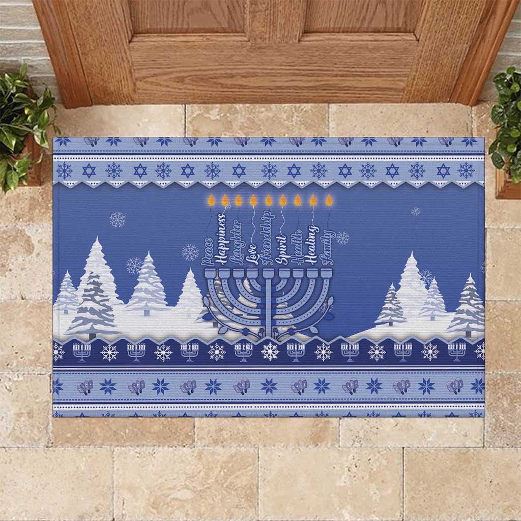 Hanukkah Christmas Rubber Doormat Love And Lights - Wonder Print Shop