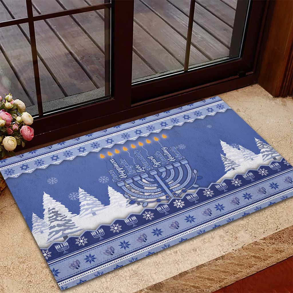 Hanukkah Christmas Rubber Doormat Love And Lights - Wonder Print Shop