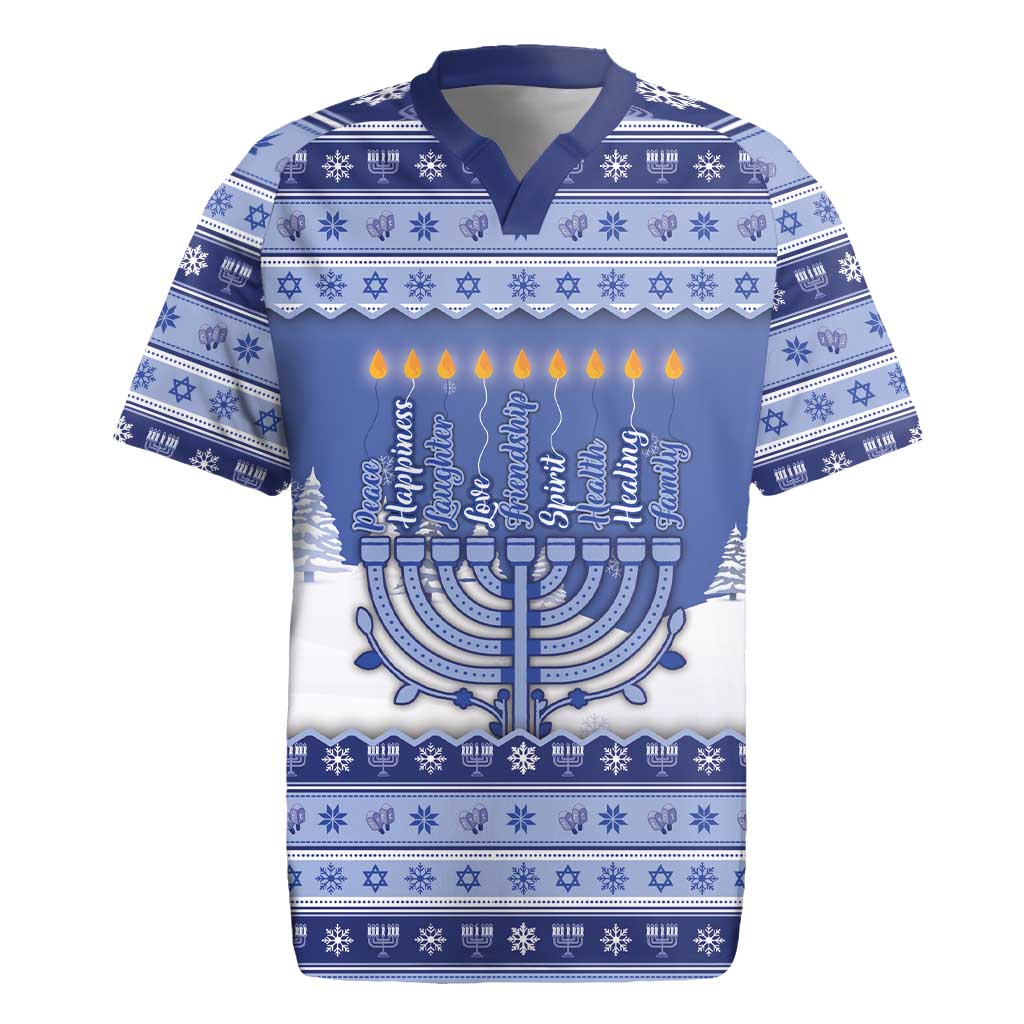 Hanukkah Christmas Rugby Jersey Love And Lights - Wonder Print Shop