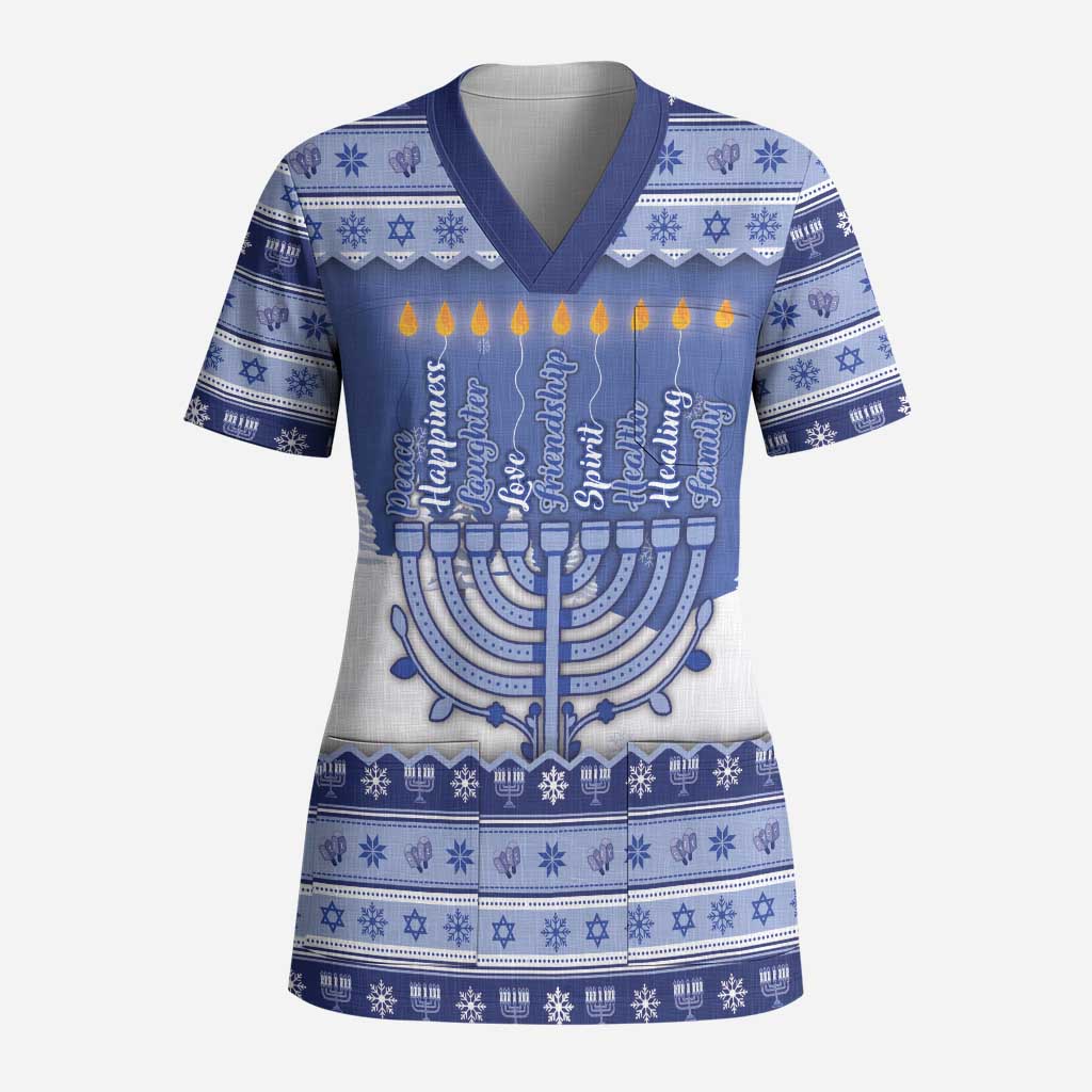 Hanukkah Christmas Scrub Top Love And Lights - Wonder Print Shop