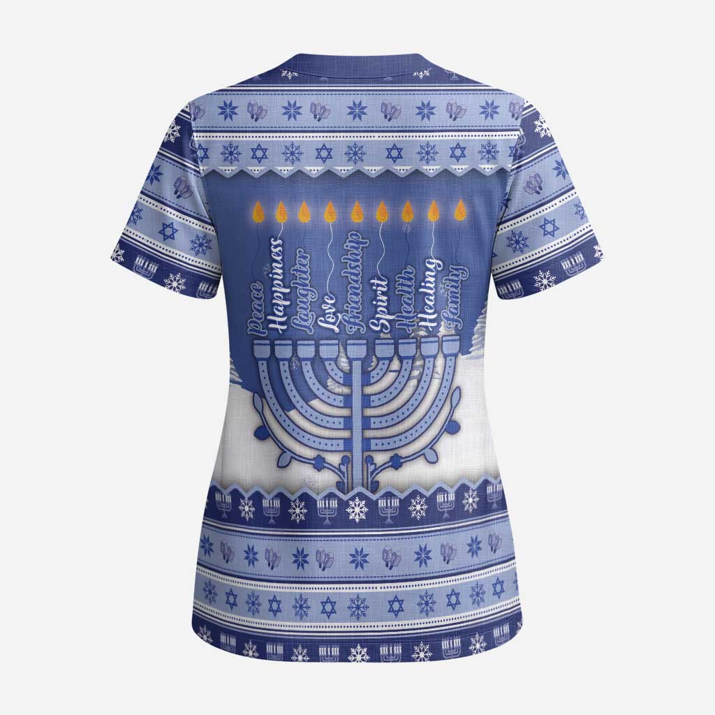 Hanukkah Christmas Scrub Top Love And Lights - Wonder Print Shop