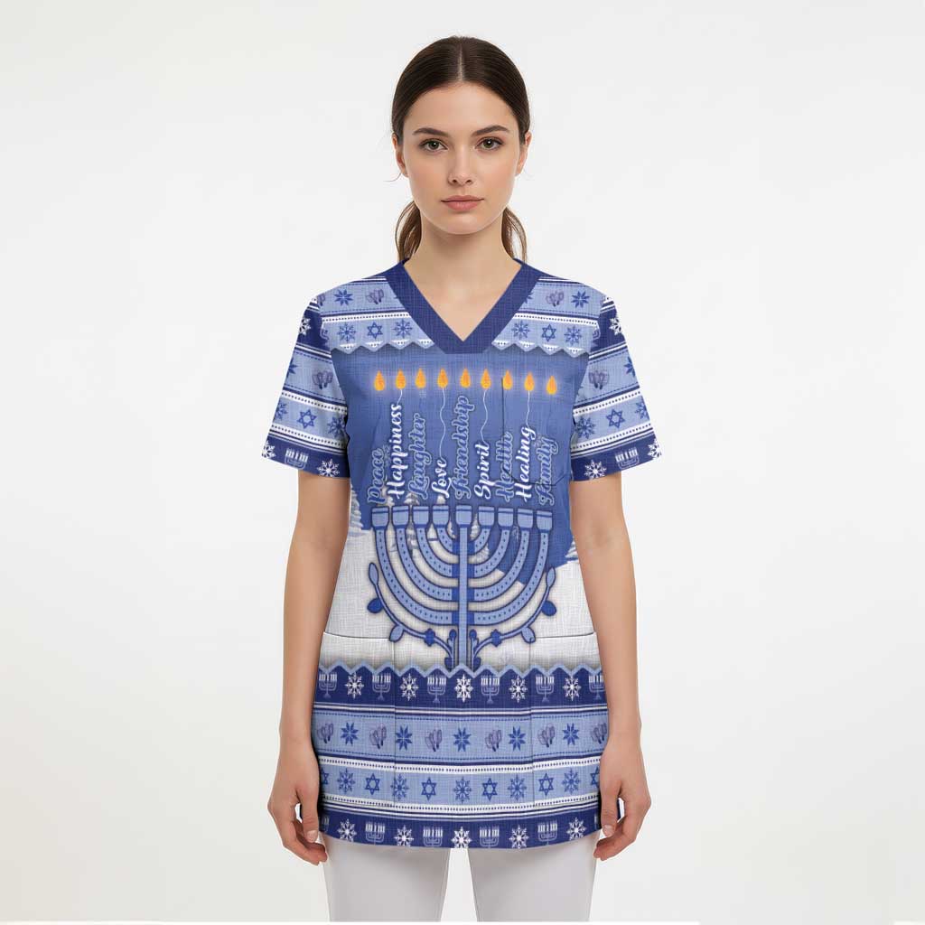 Hanukkah Christmas Scrub Top Love And Lights - Wonder Print Shop