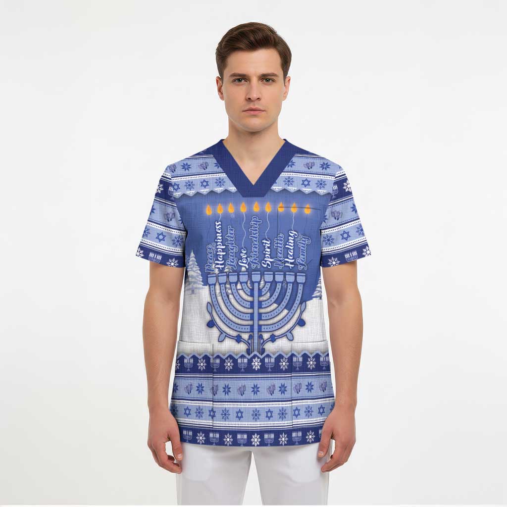 Hanukkah Christmas Scrub Top Love And Lights - Wonder Print Shop