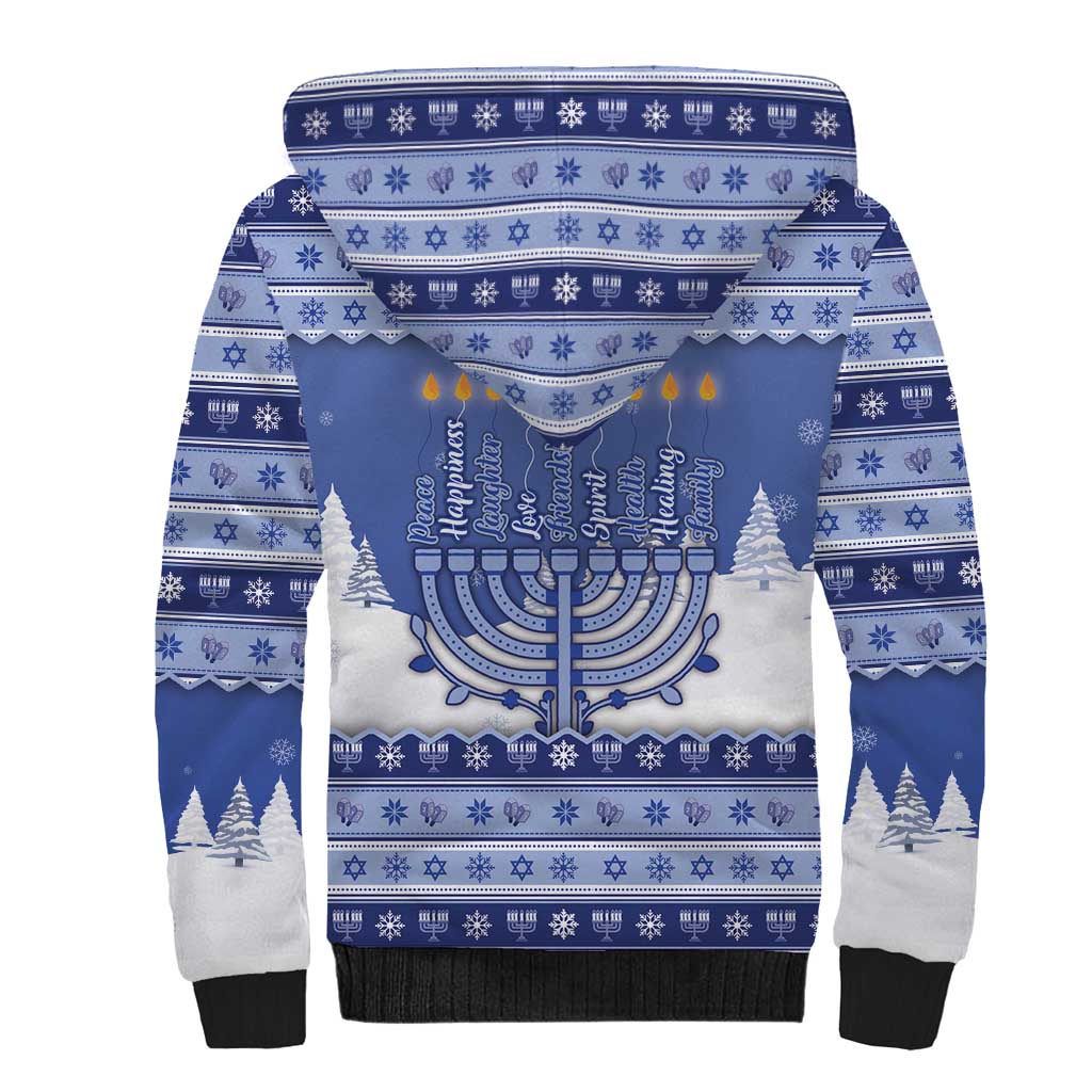 Hanukkah Christmas Sherpa Hoodie Love And Lights - Wonder Print Shop