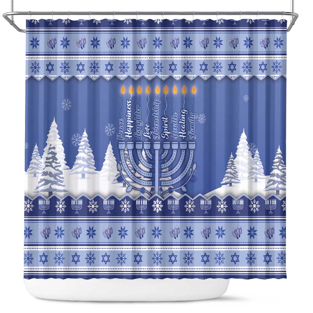 Hanukkah Christmas Shower Curtain Love And Lights - Wonder Print Shop