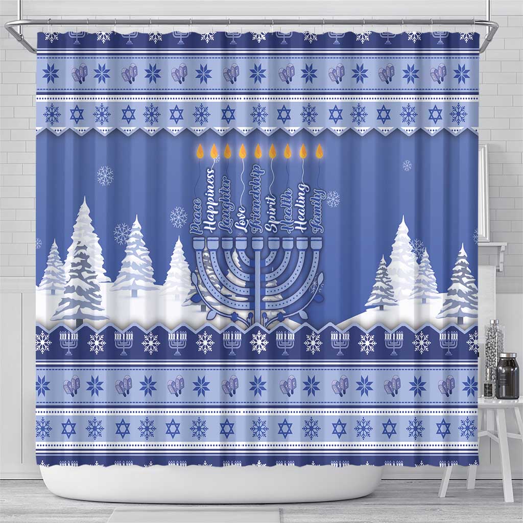 Hanukkah Christmas Shower Curtain Love And Lights - Wonder Print Shop