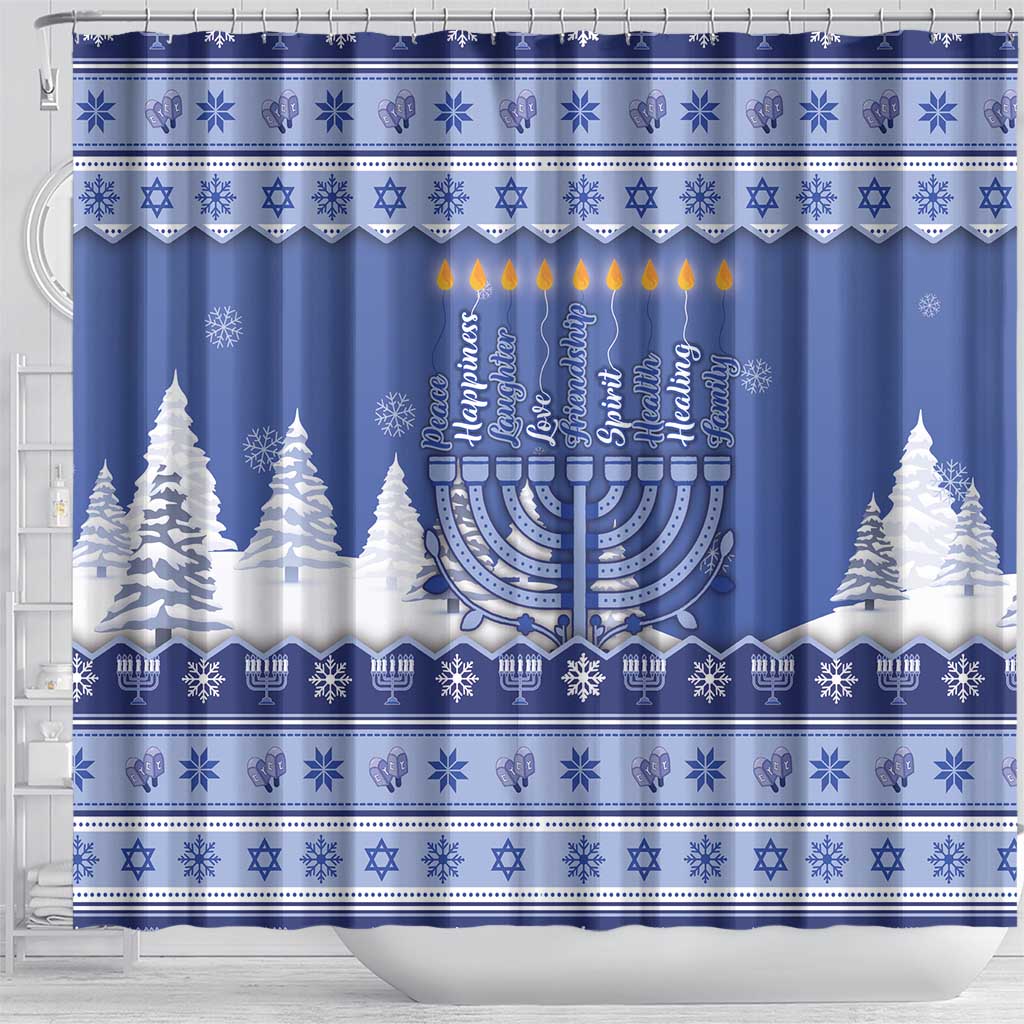 Hanukkah Christmas Shower Curtain Love And Lights - Wonder Print Shop