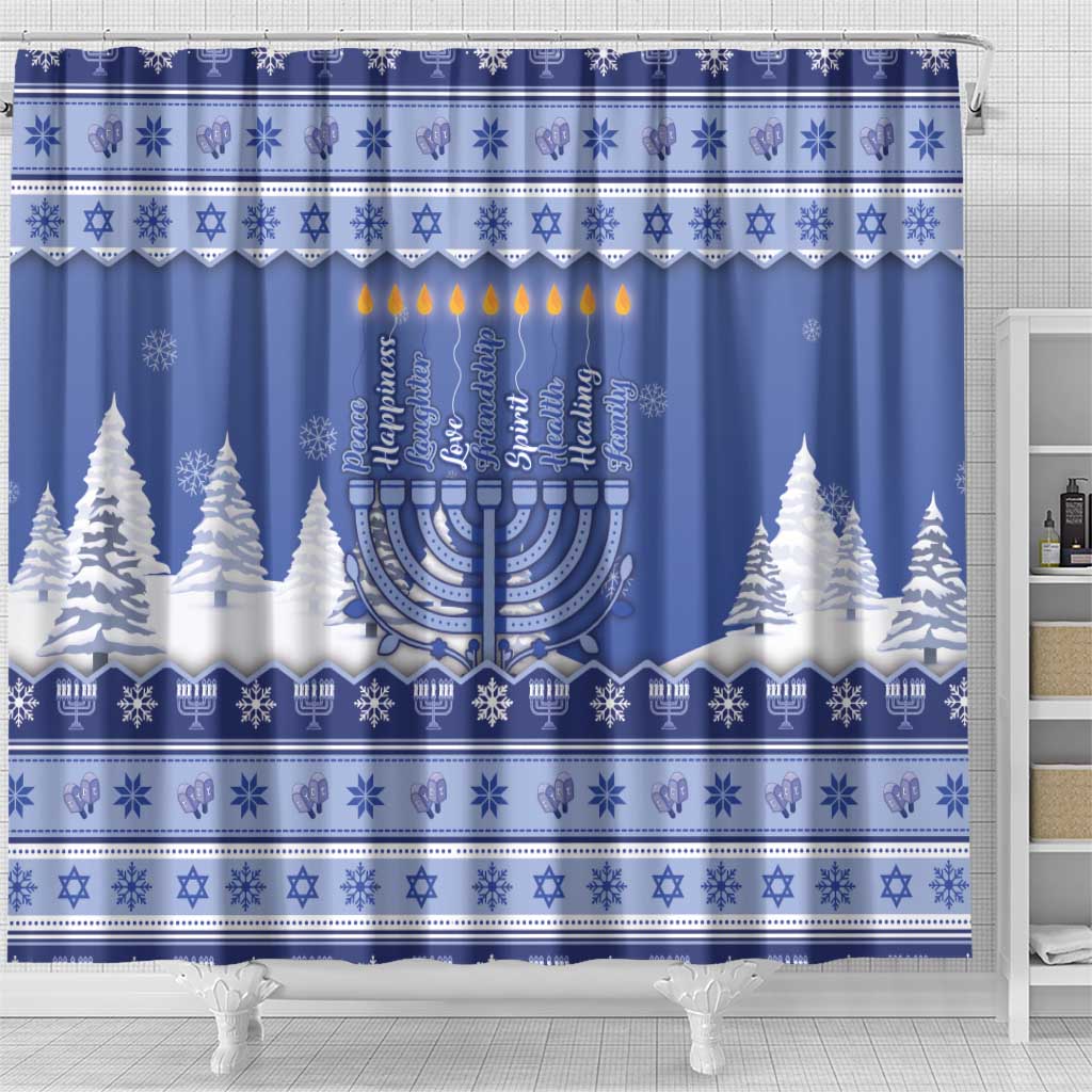 Hanukkah Christmas Shower Curtain Love And Lights - Wonder Print Shop