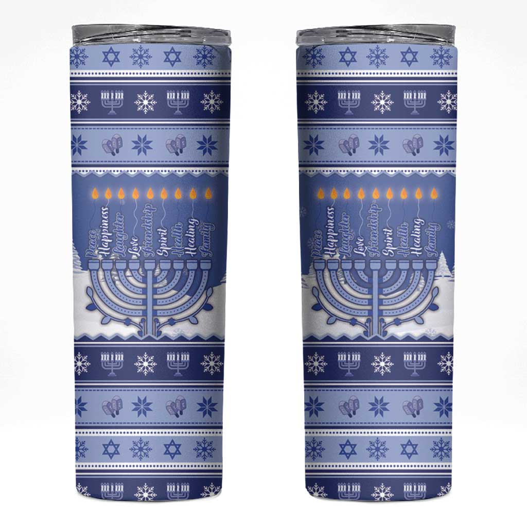 Hanukkah Christmas Skinny Tumbler Love And Lights - Wonder Print Shop