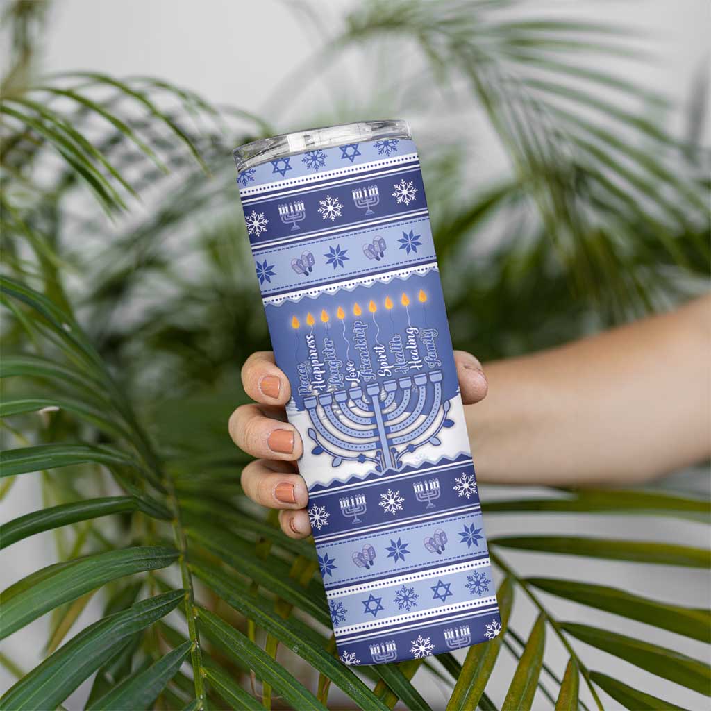 Hanukkah Christmas Skinny Tumbler Love And Lights - Wonder Print Shop