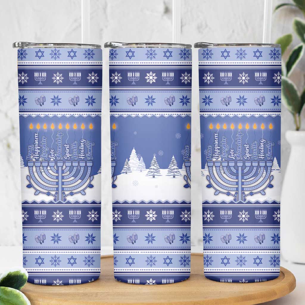 Hanukkah Christmas Skinny Tumbler Love And Lights - Wonder Print Shop