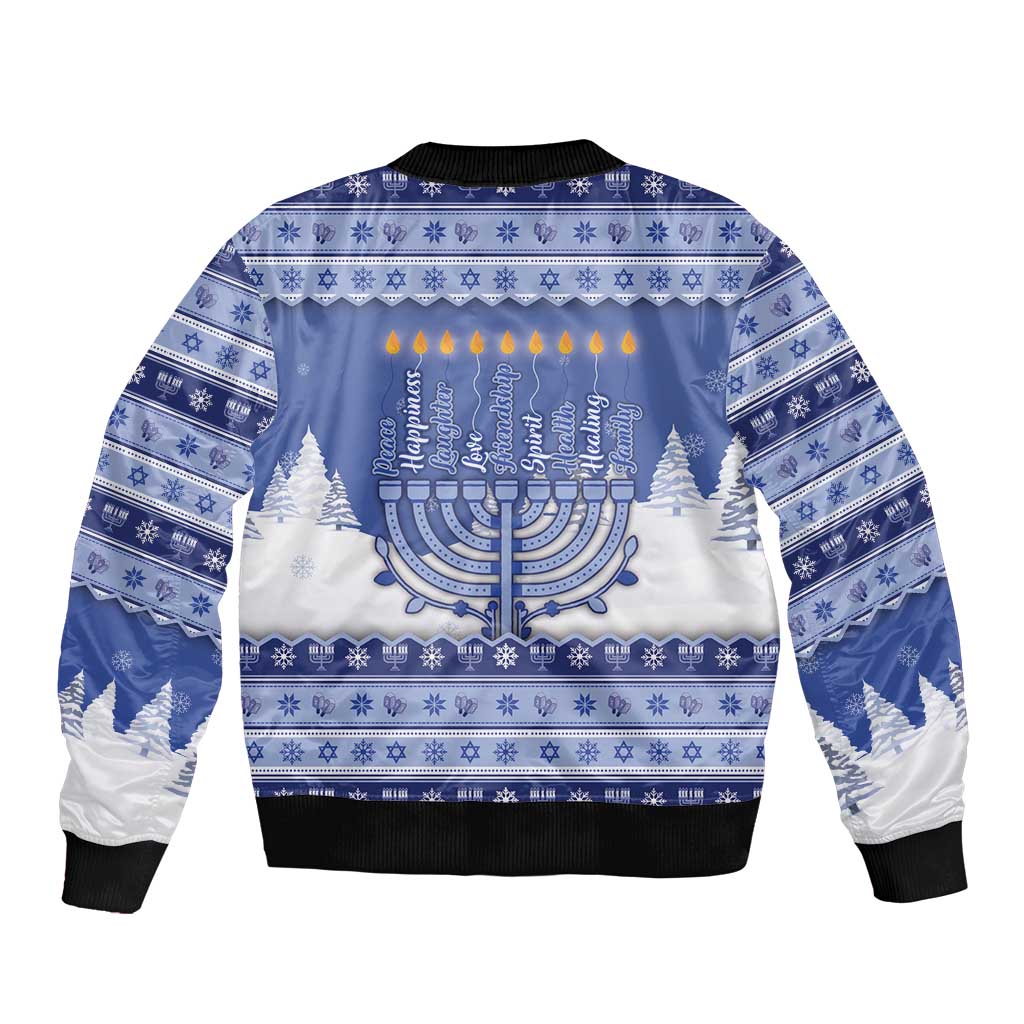 Hanukkah Christmas Sleeve Zip Bomber Jacket Love And Lights - Wonder Print Shop