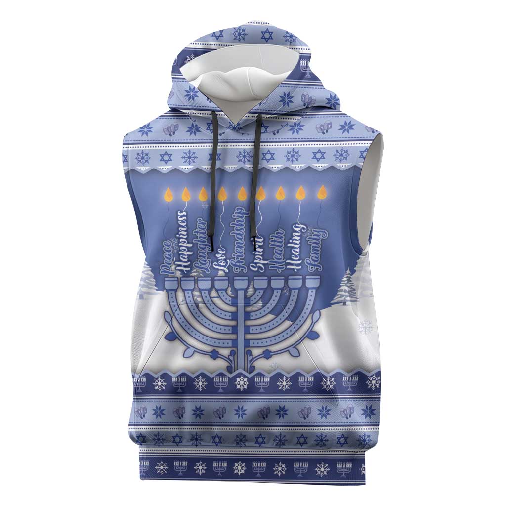 Hanukkah Christmas Sleeveless Hoodie Love And Lights - Wonder Print Shop