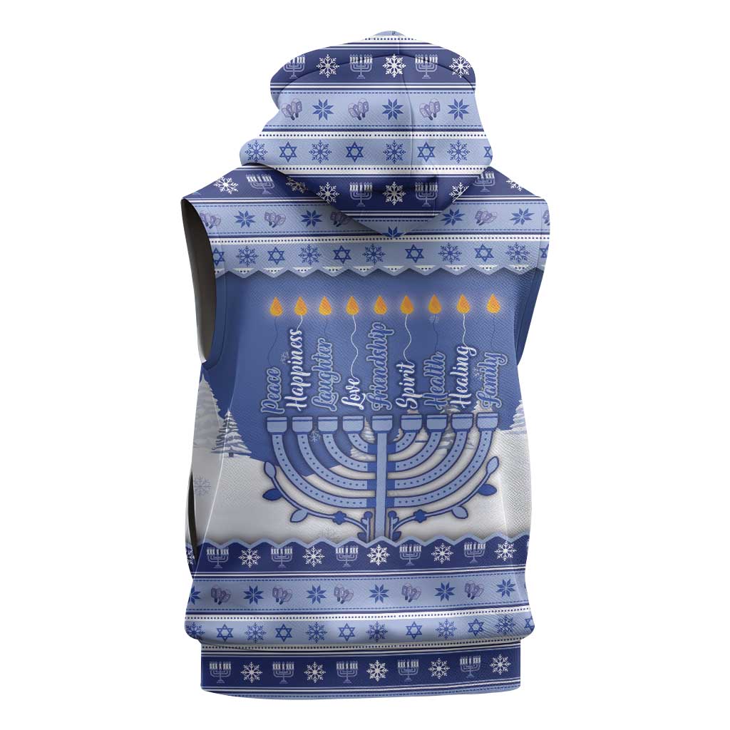 Hanukkah Christmas Sleeveless Hoodie Love And Lights - Wonder Print Shop