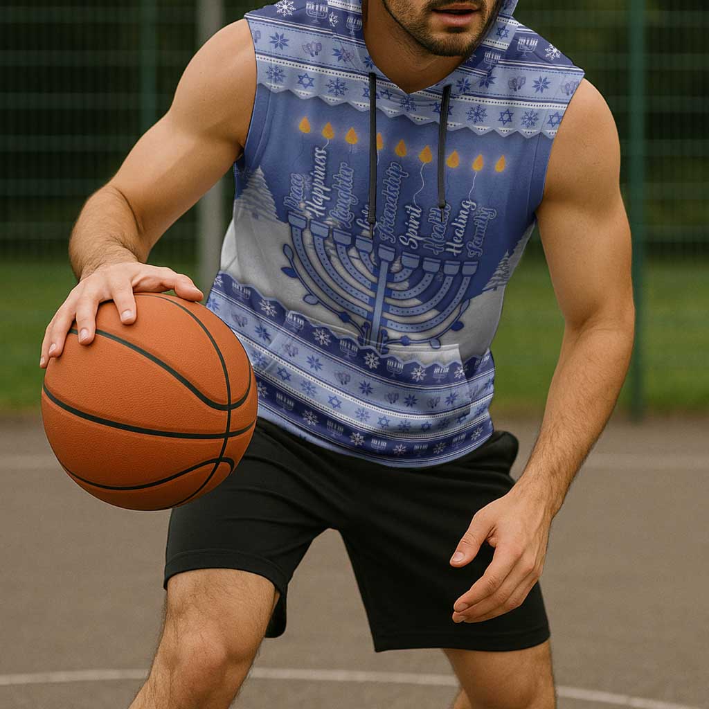 Hanukkah Christmas Sleeveless Hoodie Love And Lights - Wonder Print Shop