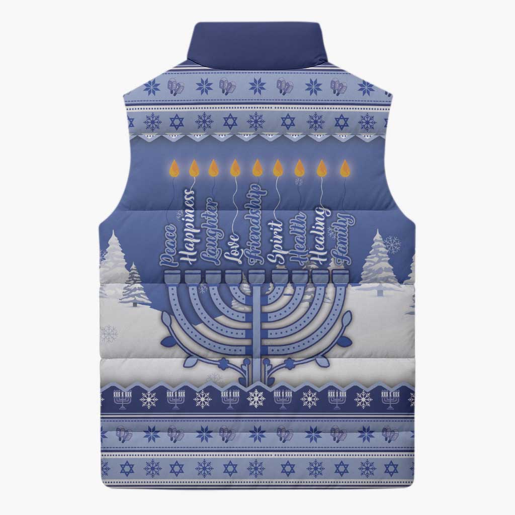 Hanukkah Christmas Sleeveless Puffer Jacket Love And Lights - Wonder Print Shop