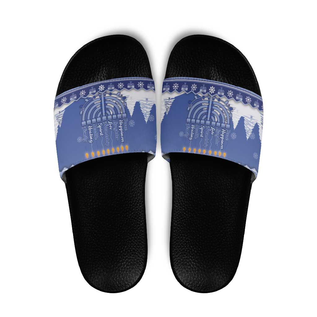Hanukkah Christmas Slide Sandals Love And Lights - Wonder Print Shop