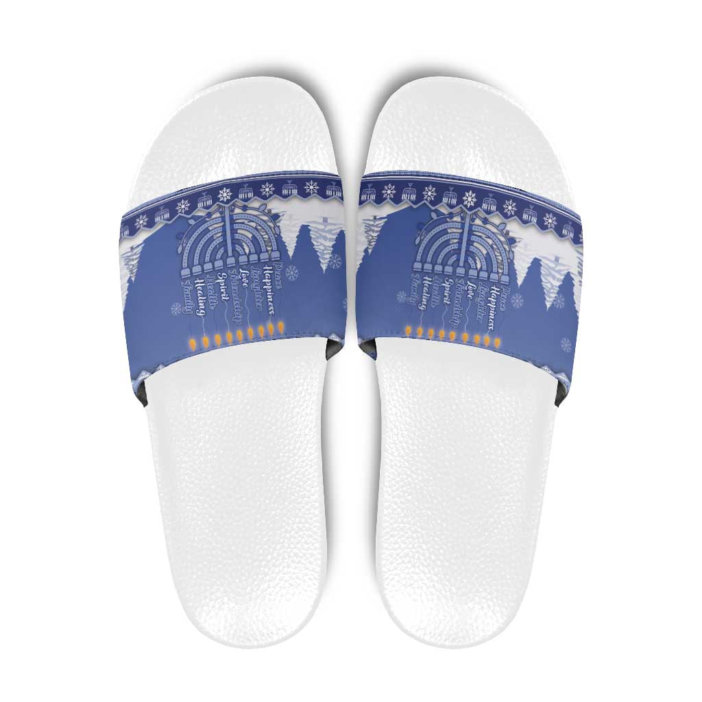 Hanukkah Christmas Slide Sandals Love And Lights - Wonder Print Shop
