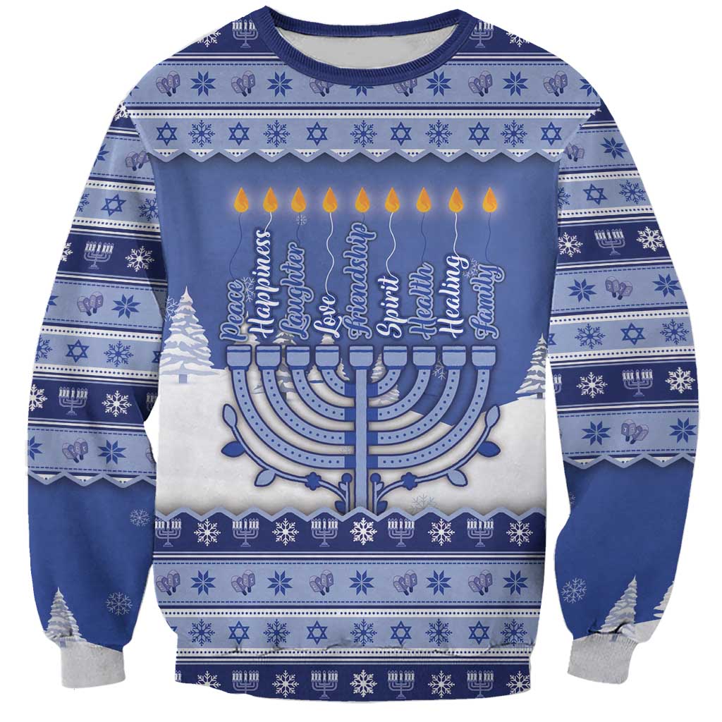 Hanukkah Christmas Sweatshirt Love And Lights - Wonder Print Shop