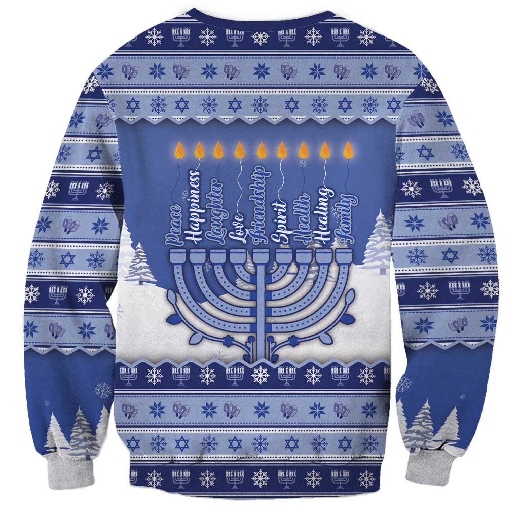 Hanukkah Christmas Sweatshirt Love And Lights - Wonder Print Shop