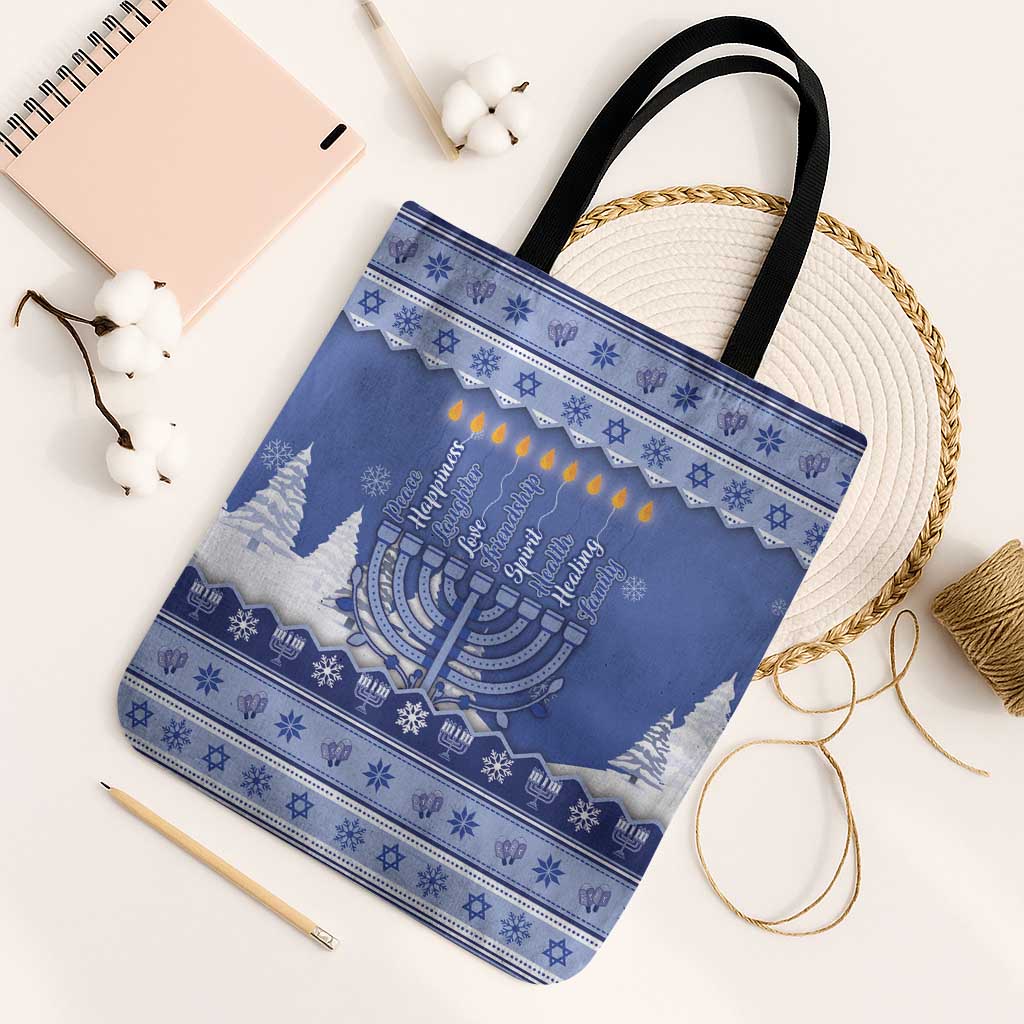Hanukkah Christmas Tote Bag Love And Lights - Wonder Print Shop